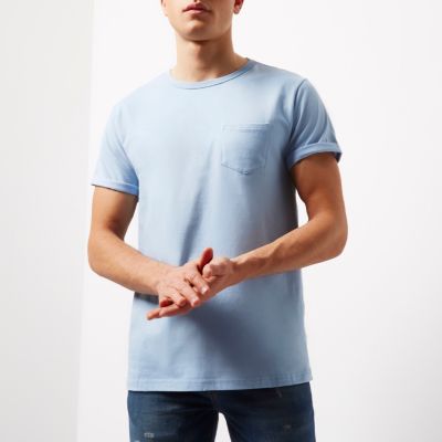 Light blue regular fit cotton T-shirt